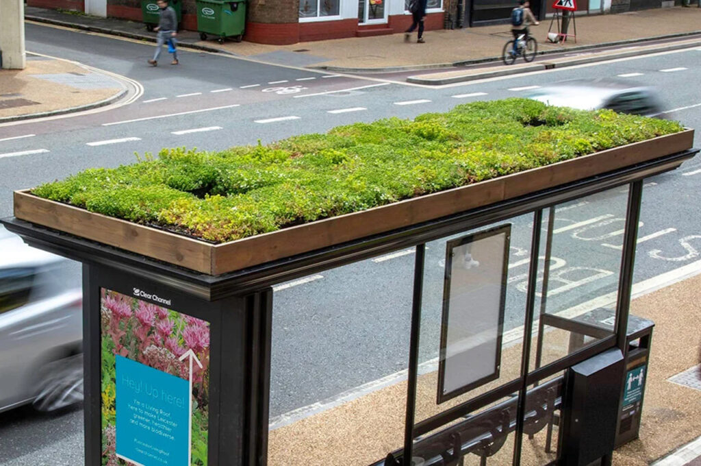 garden roof, bee bus stops